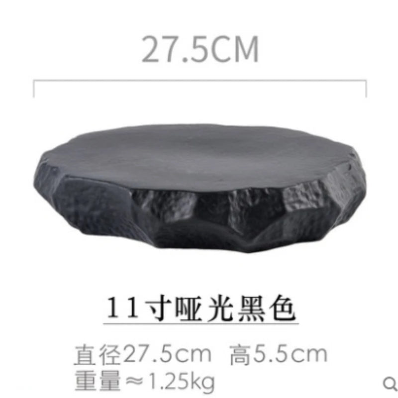 Creative Stone Pattern Ceramic Plate Dishes Western Food Steak Plate Dessert Plate Black and White Gold Special-shaped Tableware